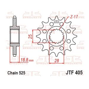 Řetězové kolečko JT JTF 405-19RB 19 zubů, 525 pogumované