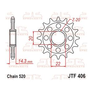 Řetězové kolečko JT JTF 406-16RB 16 zubů, 520 pogumované
