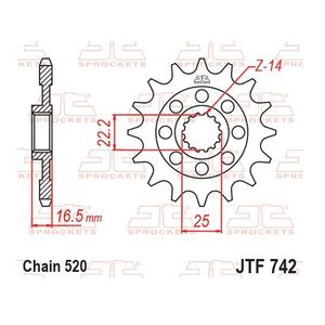 Řetězové kolečko JT JTF 742-15RB 15 zubů, 520 pogumované