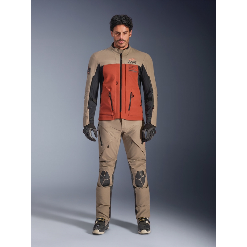 Bunda na motorku Alpinestars AMT-8 Stretch Drystar XF hnědo-oranžovo-černá