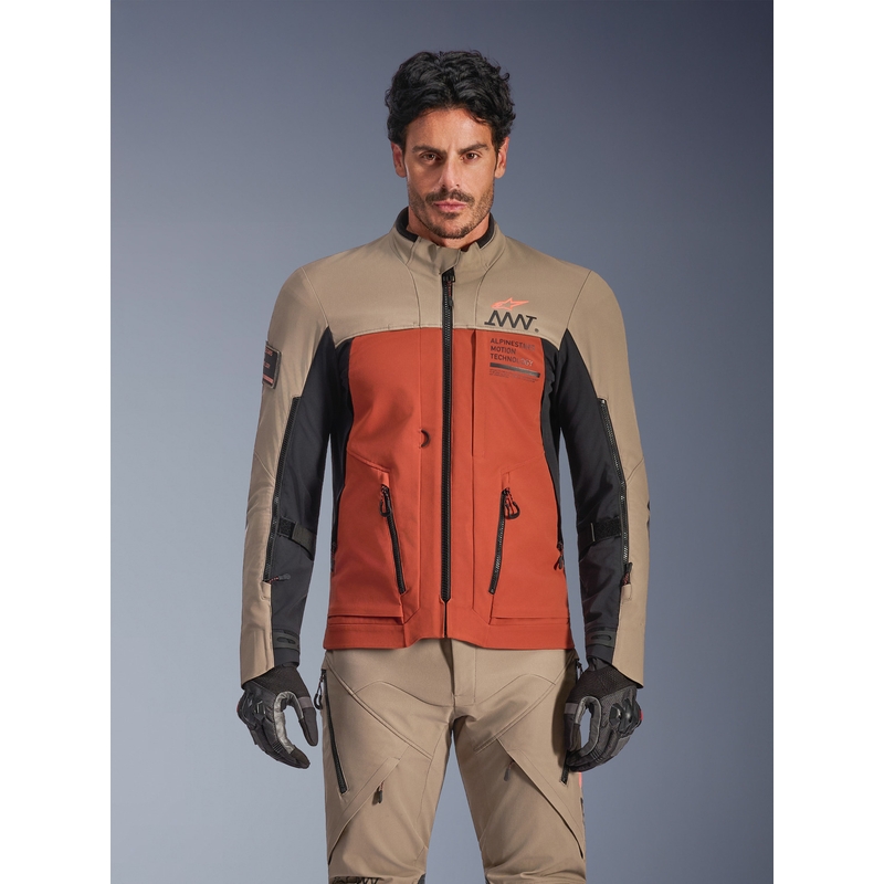 Bunda na motorku Alpinestars AMT-8 Stretch Drystar XF hnědo-oranžovo-černá