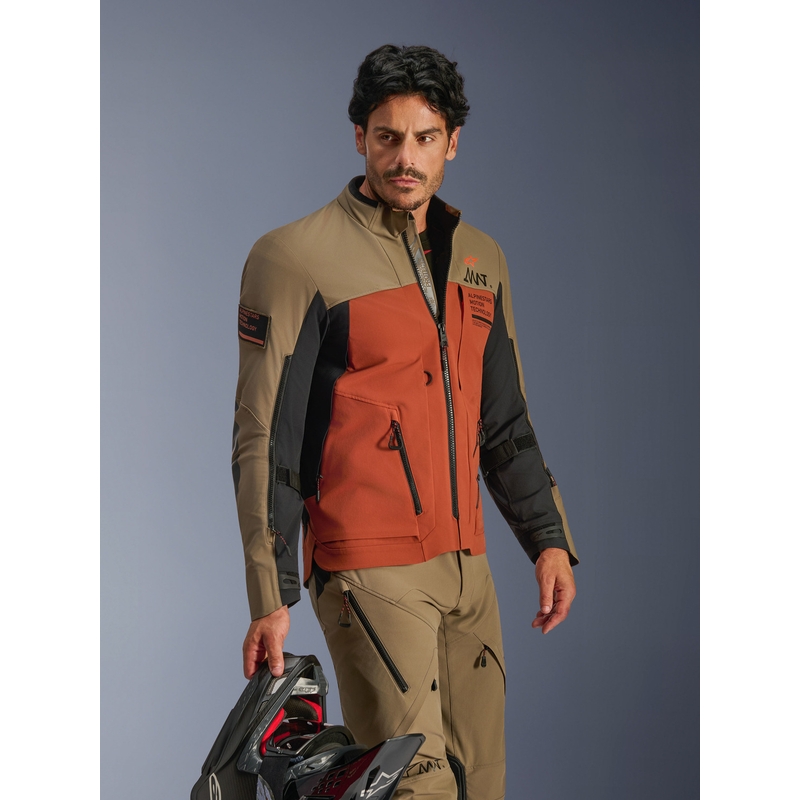 Bunda na motorku Alpinestars AMT-8 Stretch Drystar XF hnědo-oranžovo-černá