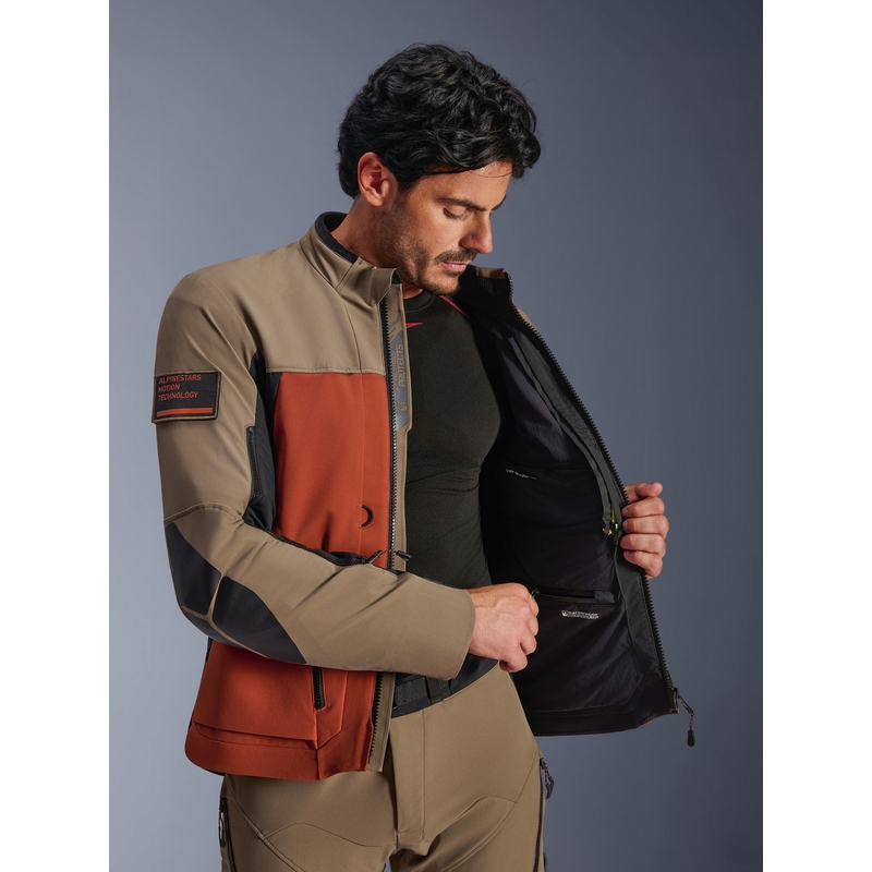 Bunda na motorku Alpinestars AMT-8 Stretch Drystar XF hnědo-oranžovo-černá