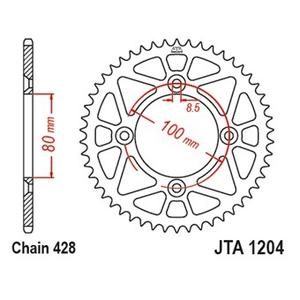 Hliníková řetězová rozeta JT JTA 1204-49BLK 49)T, nt((428 černá