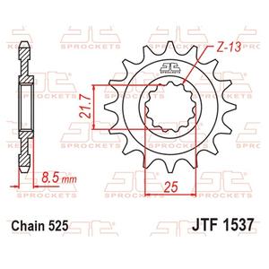 Řetězové kolečko JT JTF 1537-16RB 16 zubů, 525 pogumované