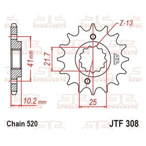 Řetězové kolečko JT JTF 308-16 16 zubů, 520