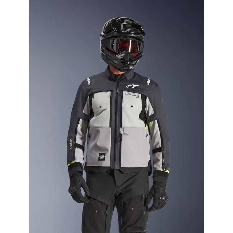Bunda na motorku Alpinestars Cusco Drystar světle šedo-světle modro-tmavě modrá