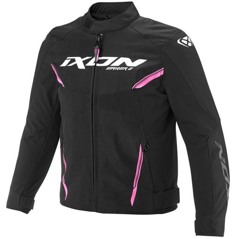 Dětská bunda na motorku IXON Striker 2 černo-fluo růžová