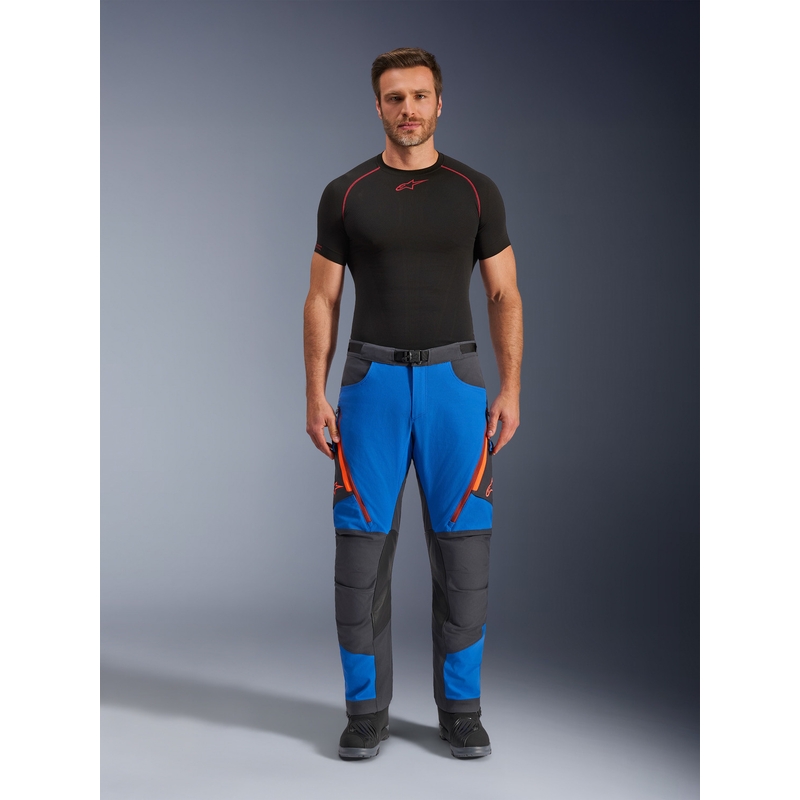Kalhoty na motorku Alpinestars Maxdura Dual modro-tmavě šedo-oranžové