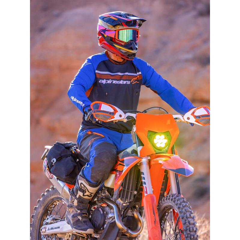 Kalhoty na motorku Alpinestars Maxdura Dual modro-tmavě šedo-oranžové