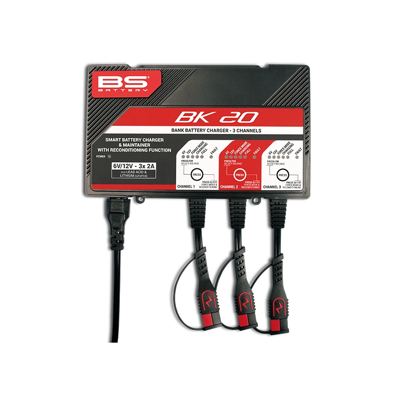 3kanálová nabíjecí stanice BS-BATTERY (vhodné také pro lithiové baterie) 12V 2A
