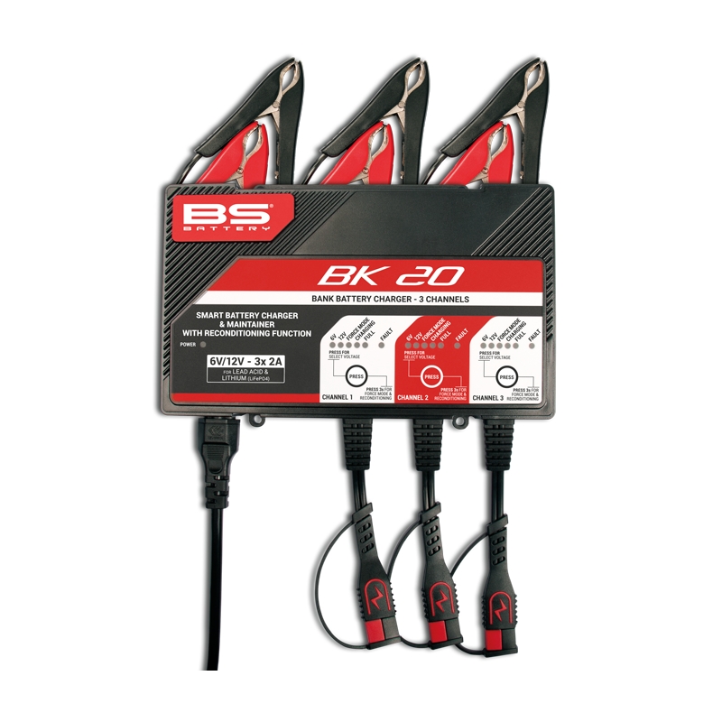 3kanálová nabíjecí stanice BS-BATTERY (vhodné také pro lithiové baterie) 12V 2A