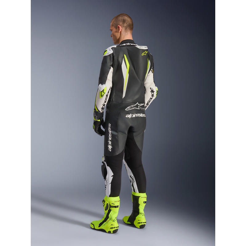 Jednodílná kožená kombinéza na motorku Alpinestars GP TECH V5 černo-bílo-fluo žlutá