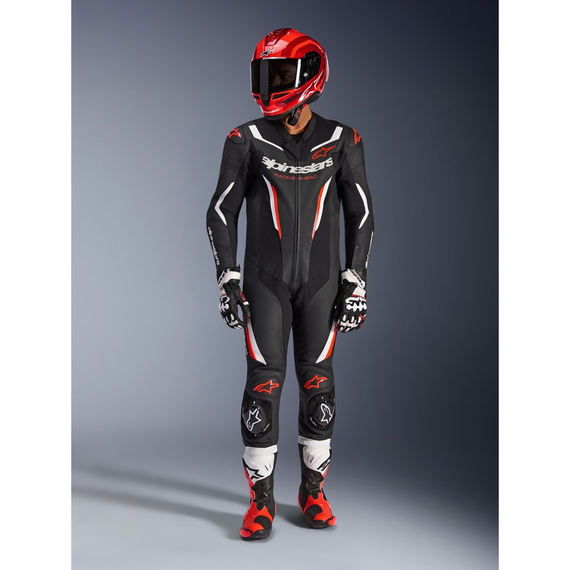 Jednodílná kombinéza na motorku Alpinestars GP FORCE V2 černo-bílo-fluo červená