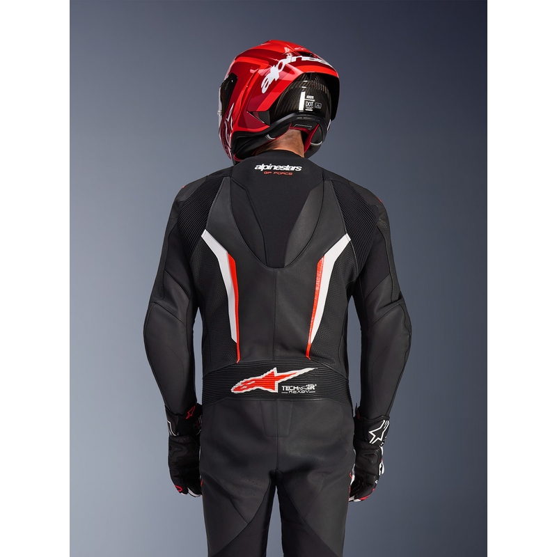 Jednodílná kombinéza na motorku Alpinestars GP FORCE V2 černo-bílo-fluo červená