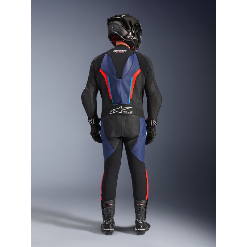 Jednodílná kombinéza na motorku Alpinestars GP FORCE V2 černo-modro-fluo červená-