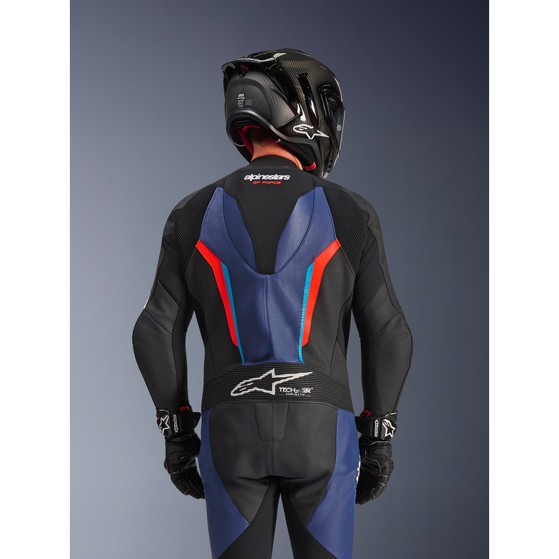 Jednodílná kombinéza na motorku Alpinestars GP FORCE V2 černo-modro-fluo červená-