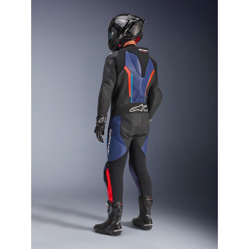 Jednodílná kombinéza na motorku Alpinestars GP FORCE V2 černo-modro-fluo červená-