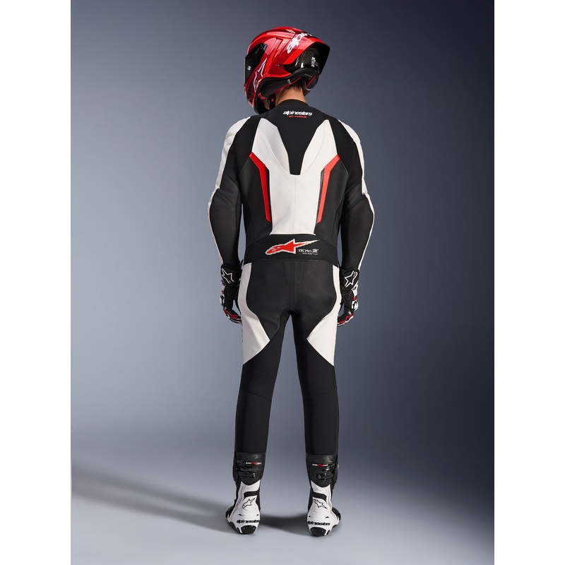Jednodílná kombinéza na motorku Alpinestars GP FORCE V2 bílo-černo-fluo červená