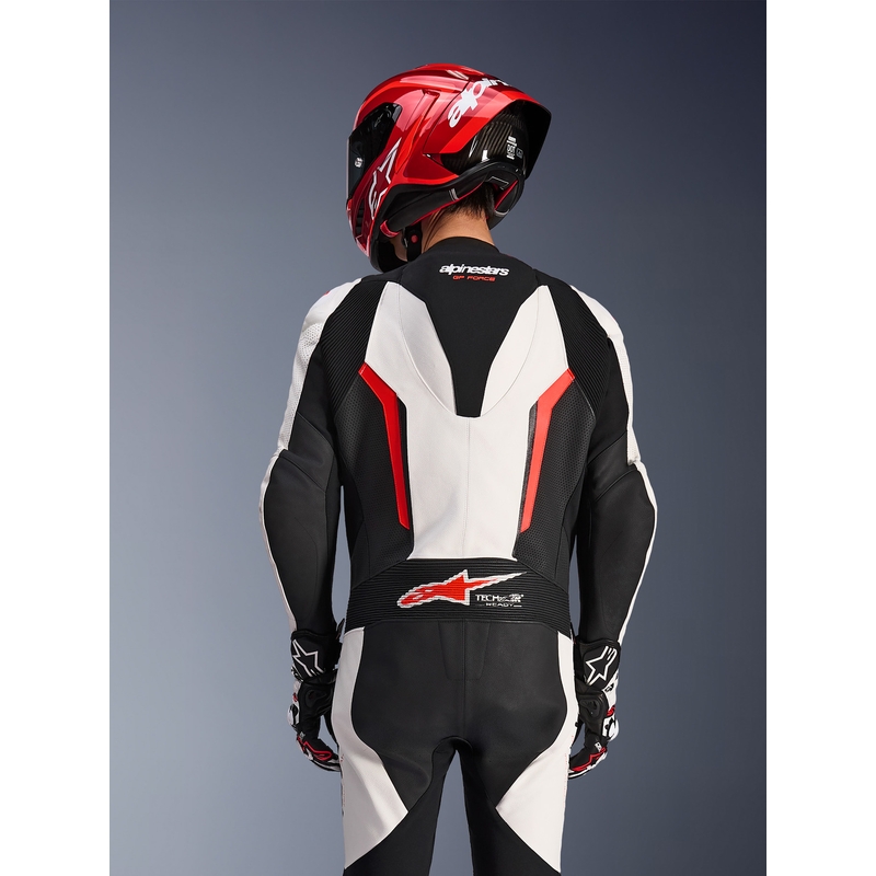 Jednodílná kombinéza na motorku Alpinestars GP FORCE V2 bílo-černo-fluo červená