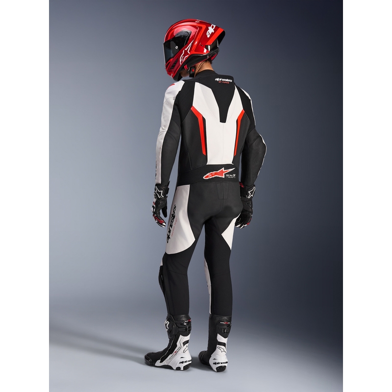 Jednodílná kombinéza na motorku Alpinestars GP FORCE V2 bílo-černo-fluo červená