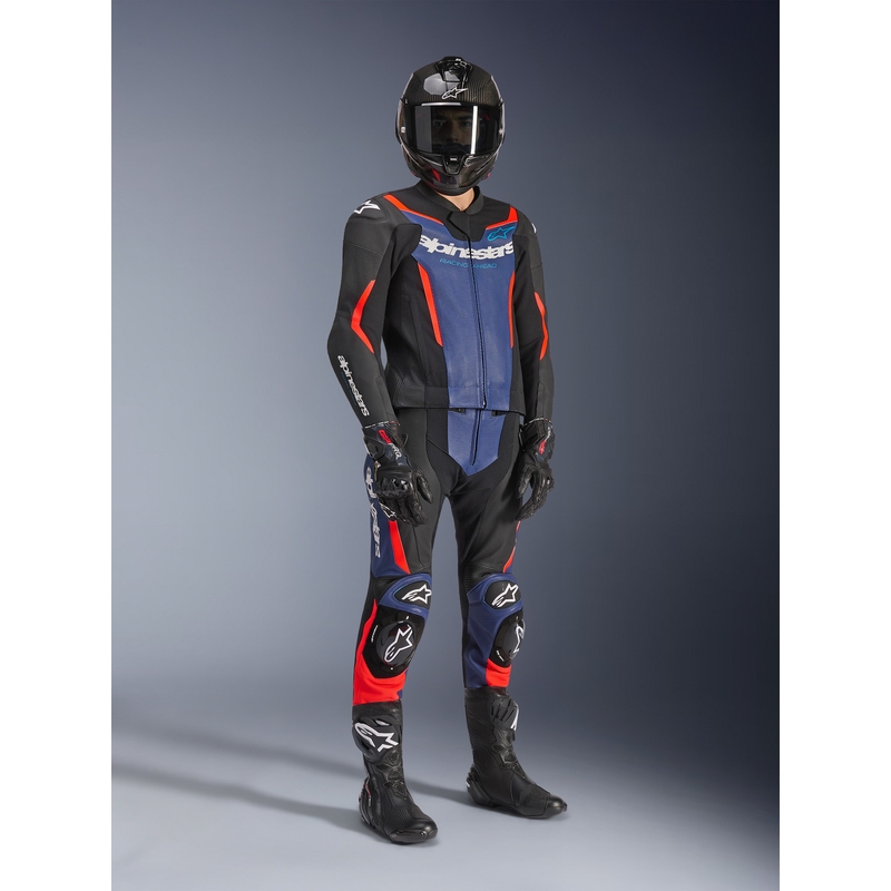 Dvoudílná kombinéza na motorku Alpinestars GP Force V2 černo-modro-fluo červená