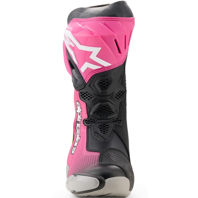 Boty na motorku Alpinestars Supertech R černo-bílo-růžovo-žluté
