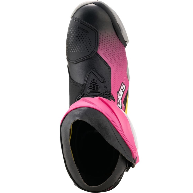 Boty na motorku Alpinestars Supertech R černo-bílo-růžovo-žluté