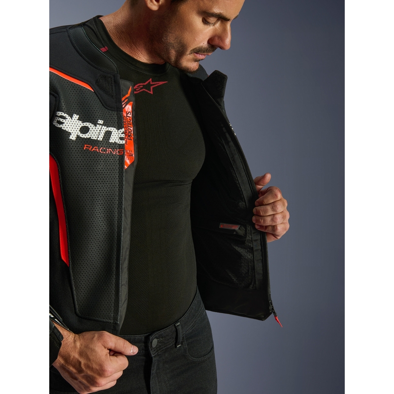Kožená bunda na motorku Alpinestars GP Force V2 Airflow černo-fluo červeno-bílá