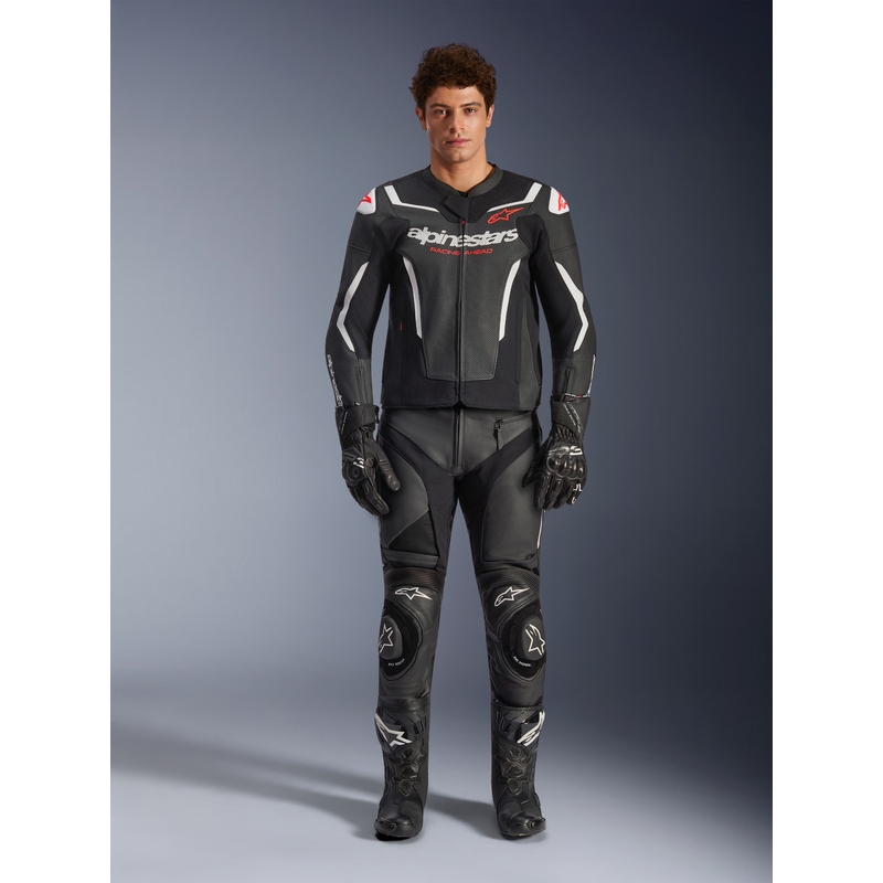 Kožená bunda na motorku Alpinestars GP Force V2 Airflow černo-bílá