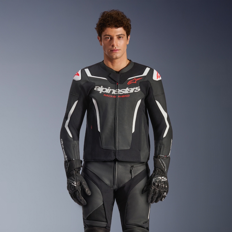 Kožená bunda na motorku Alpinestars GP Force V2 Airflow černo-bílá