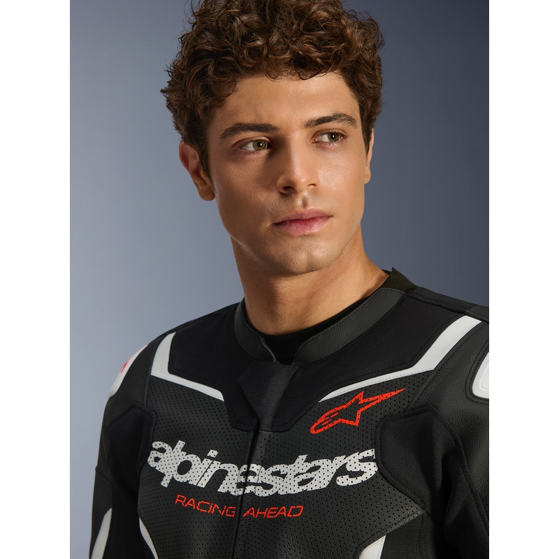 Kožená bunda na motorku Alpinestars GP Force V2 Airflow černo-bílá