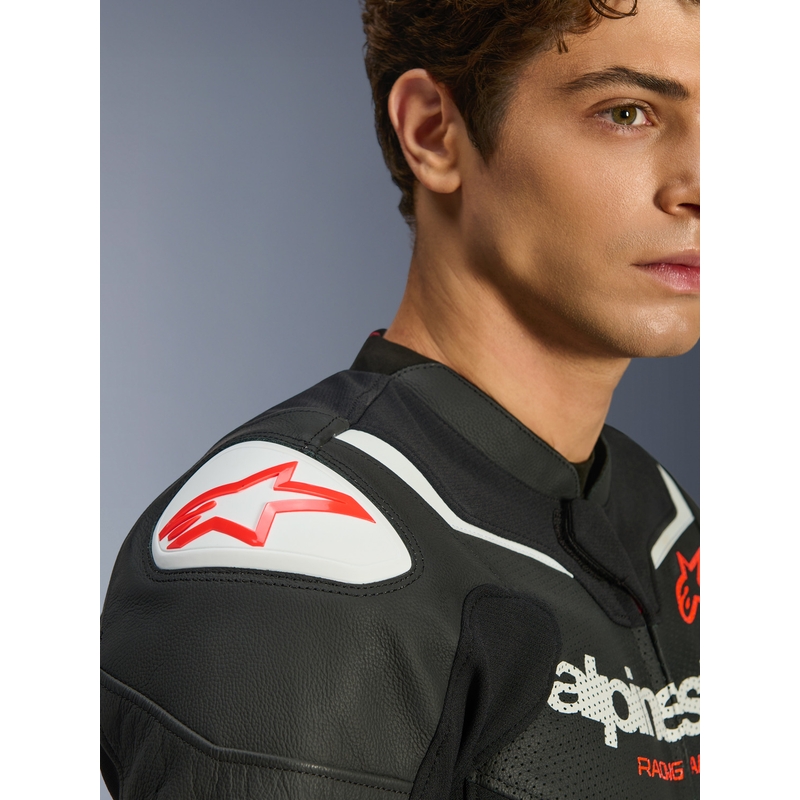 Kožená bunda na motorku Alpinestars GP Force V2 Airflow černo-bílá