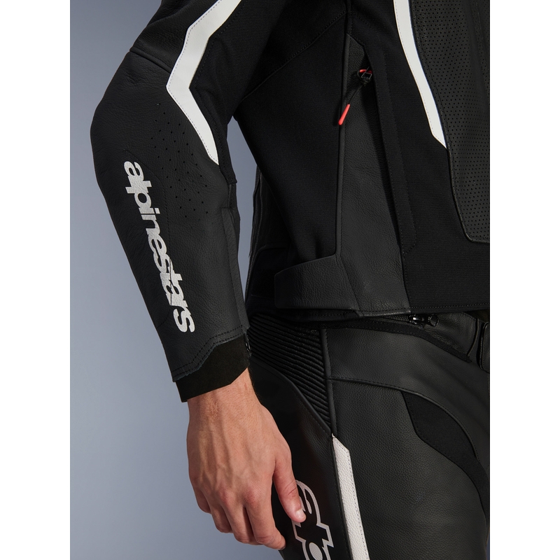 Kožená bunda na motorku Alpinestars GP Force V2 Airflow černo-bílá