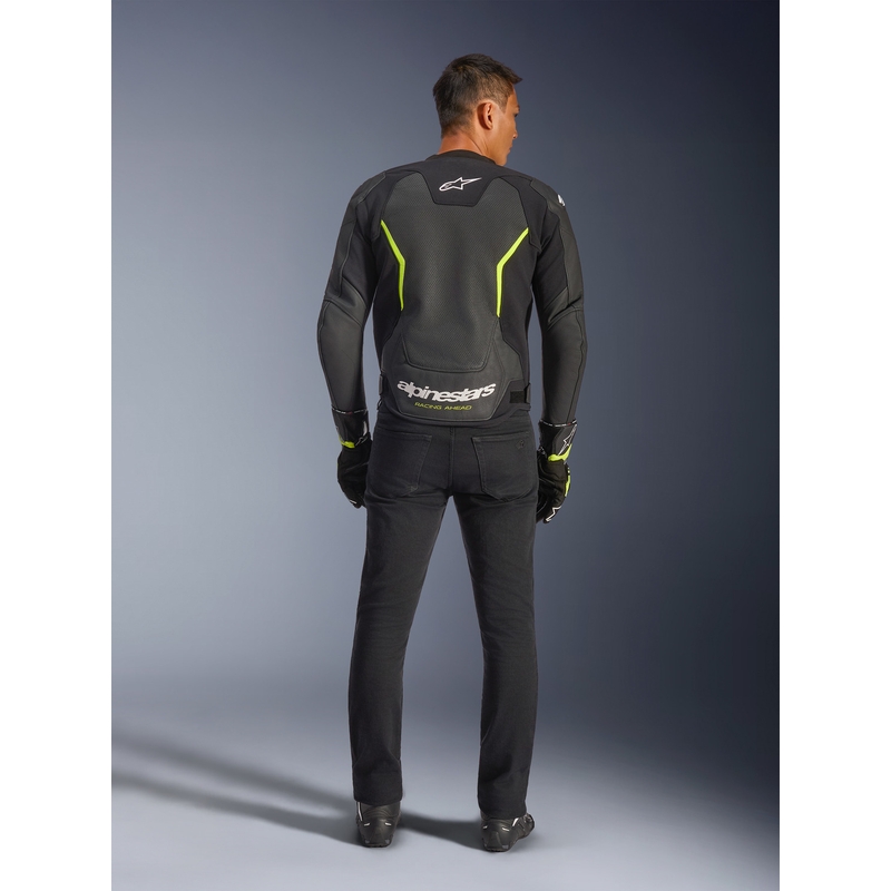Kožená bunda na motorku Alpinestars GP Force V2 Airflow černo-fluo žlutá