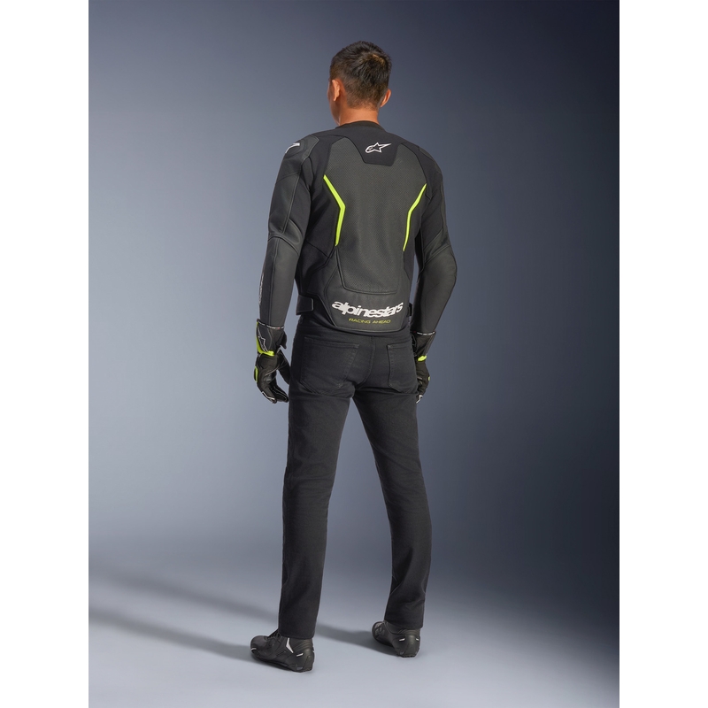 Kožená bunda na motorku Alpinestars GP Force V2 Airflow černo-fluo žlutá