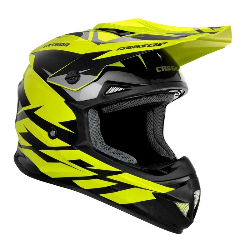 Dětská motokrosová přilba Cassida Cross Cup Two černo-šedo-fluo žlutá