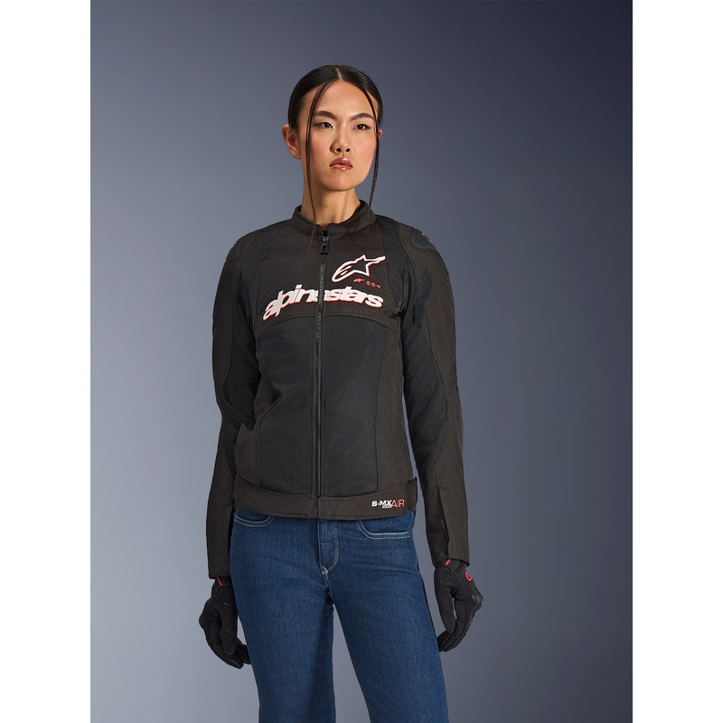 Dámská bunda na motorku Alpinestars Stella SMX Air černo-bílo-fluo červená