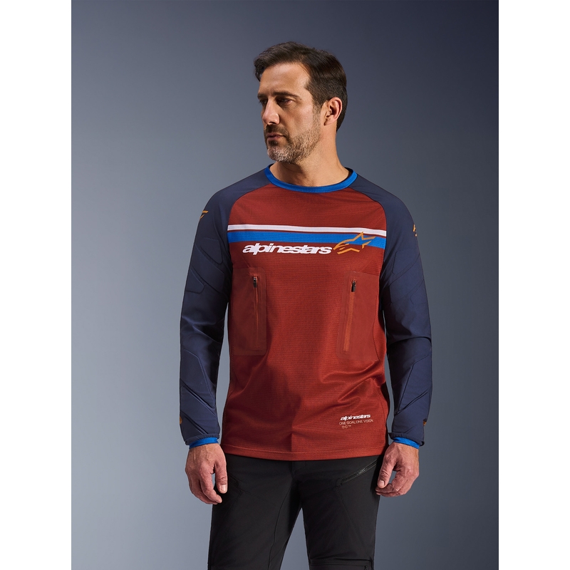 Motokrosový dres Alpinestars Maxdura Dual oranžovo-tmavě modrý