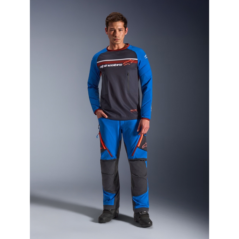 Motokrosový dres Alpinestars Maxdura Dual tmavo šedo-modro-oranžový