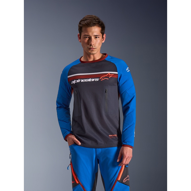 Motokrosový dres Alpinestars Maxdura Dual tmavo šedo-modro-oranžový