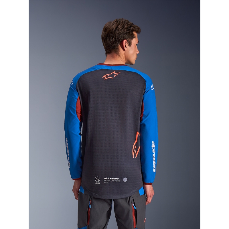 Motokrosový dres Alpinestars Maxdura Dual tmavo šedo-modro-oranžový