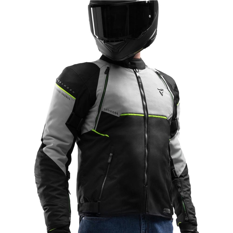 Bunda na motorku Rebelhorn Swift světle šedo-fluo žlutá