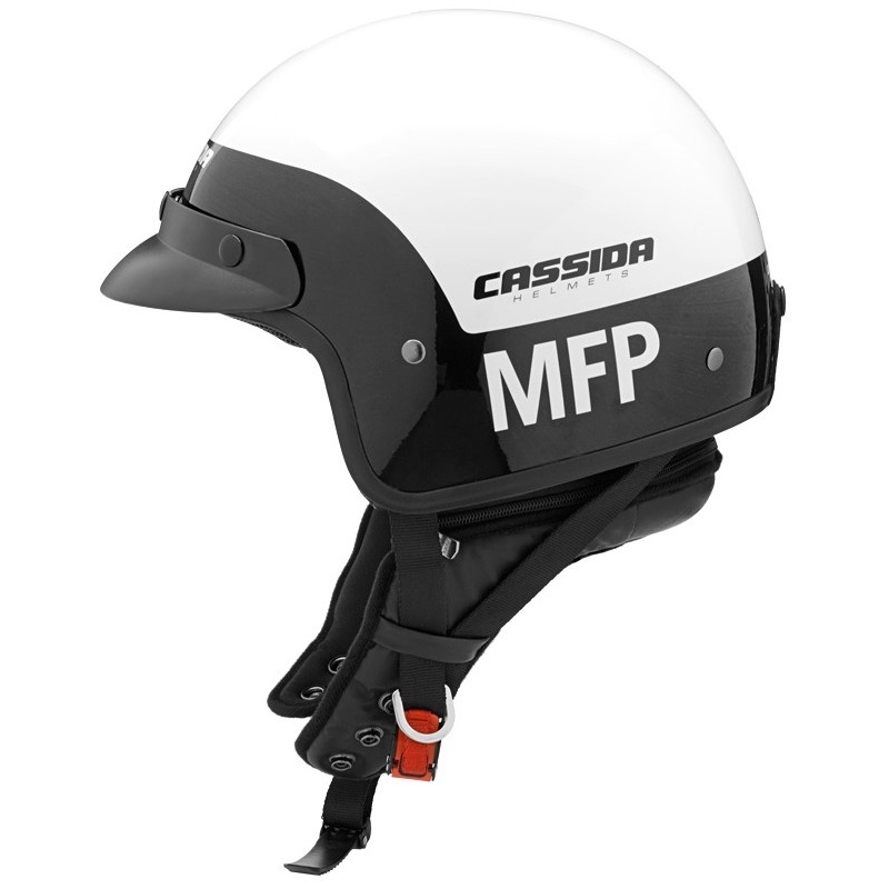 Otevřená přilba na motorku Cassida Police MFP černo-bílá