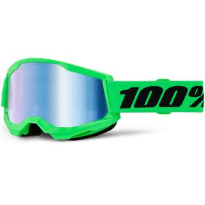 Motokrosové brýle 100% STRATA 2 NEW fluo zelené s modrým plexi