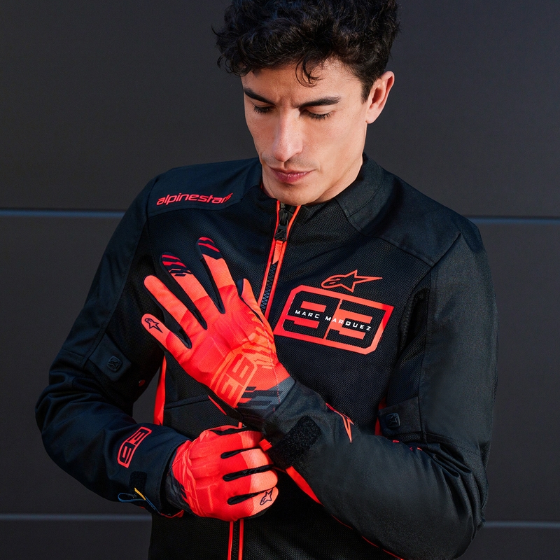 Rukavice na motorku Alpinestars Reef V2 MM93 kolekce fluo červeno-červeno-černé