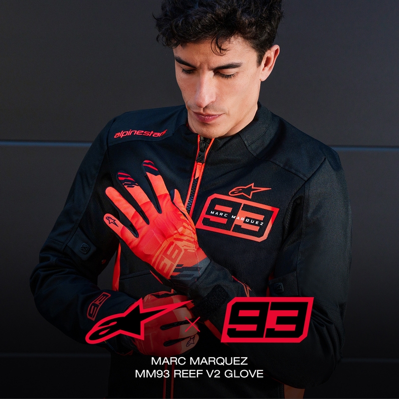Rukavice na motorku Alpinestars Reef V2 MM93 kolekce fluo červeno-červeno-černé