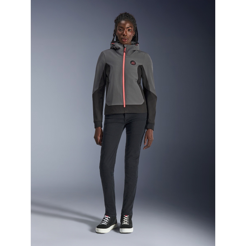 Dámská mikina na motorku Alpinestars Stella Radium Tech Hoodie tmavě šedo-černo-růžová
