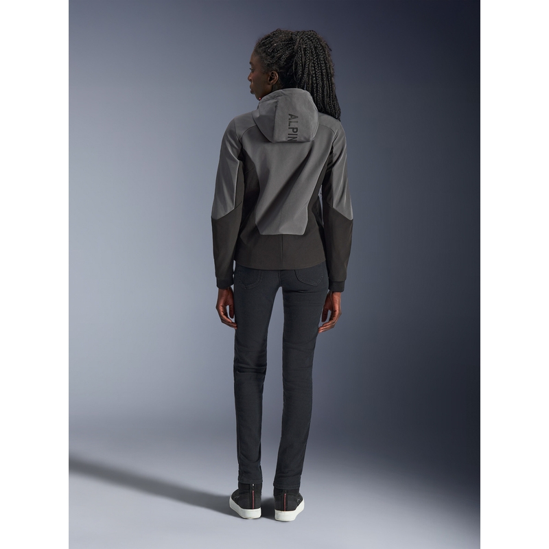 Dámská mikina na motorku Alpinestars Stella Radium Tech Hoodie tmavě šedo-černo-růžová