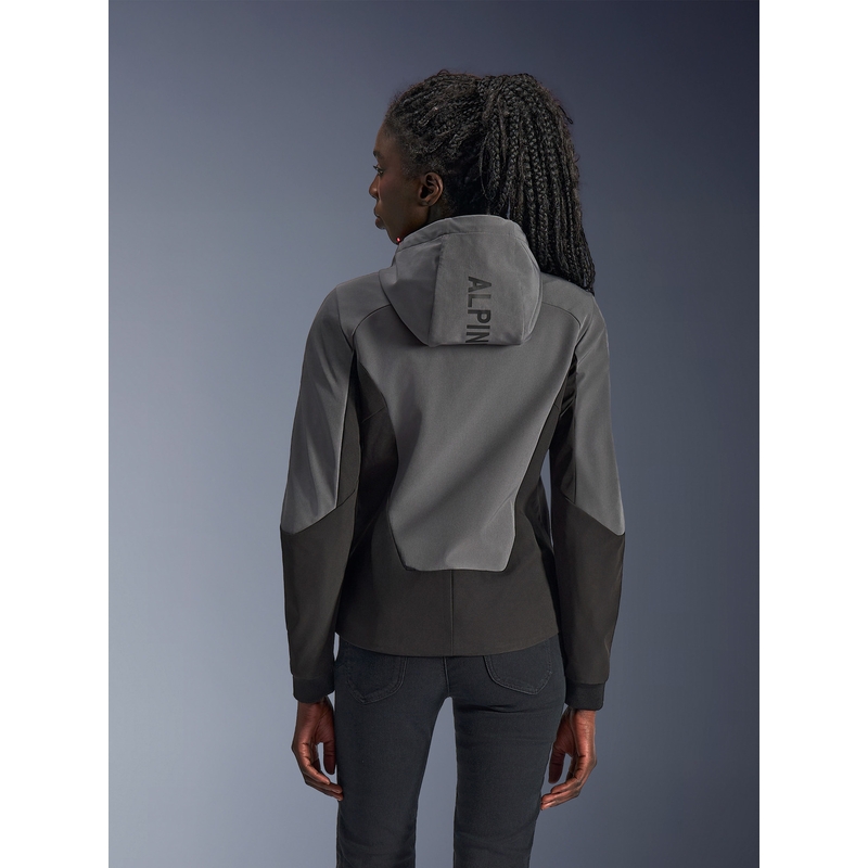 Dámská mikina na motorku Alpinestars Stella Radium Tech Hoodie tmavě šedo-černo-růžová